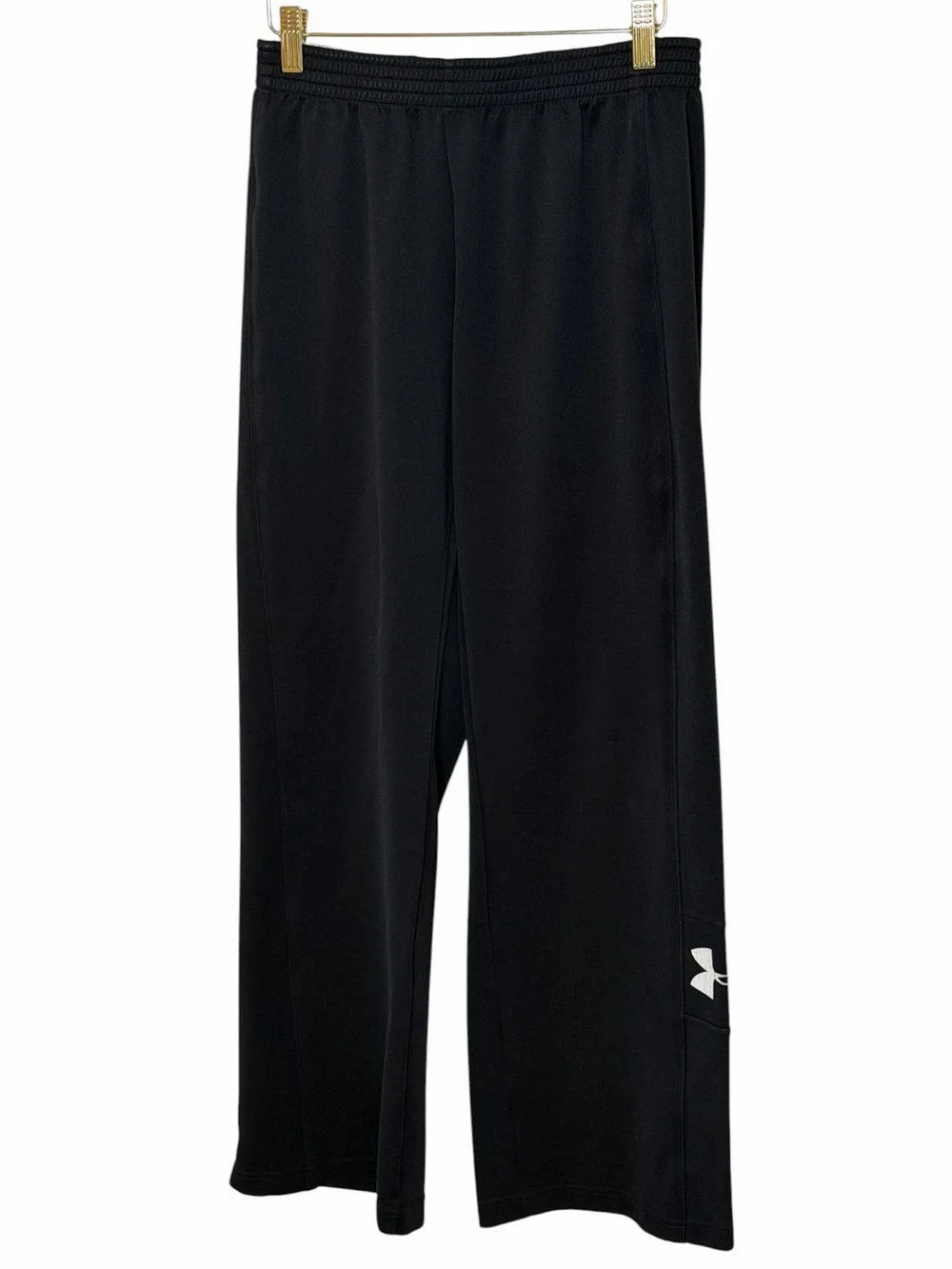 Under Armour Black Performance Track Wide Leg Pants with White Logo- M